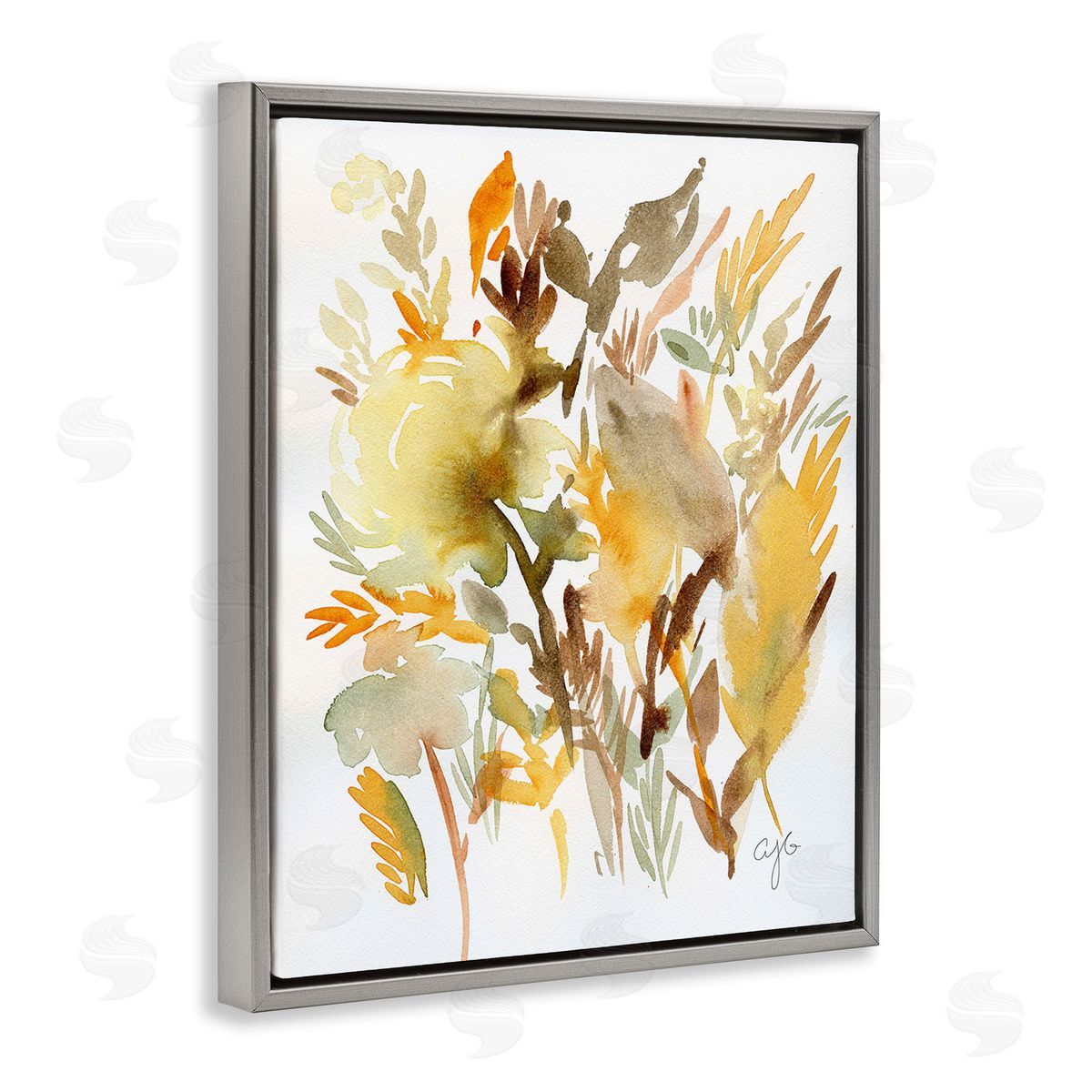 Alexandria Gilbert Kincaid Abstract Autumnal Foliage Gray Floating Frame Canvas Wall Art Print