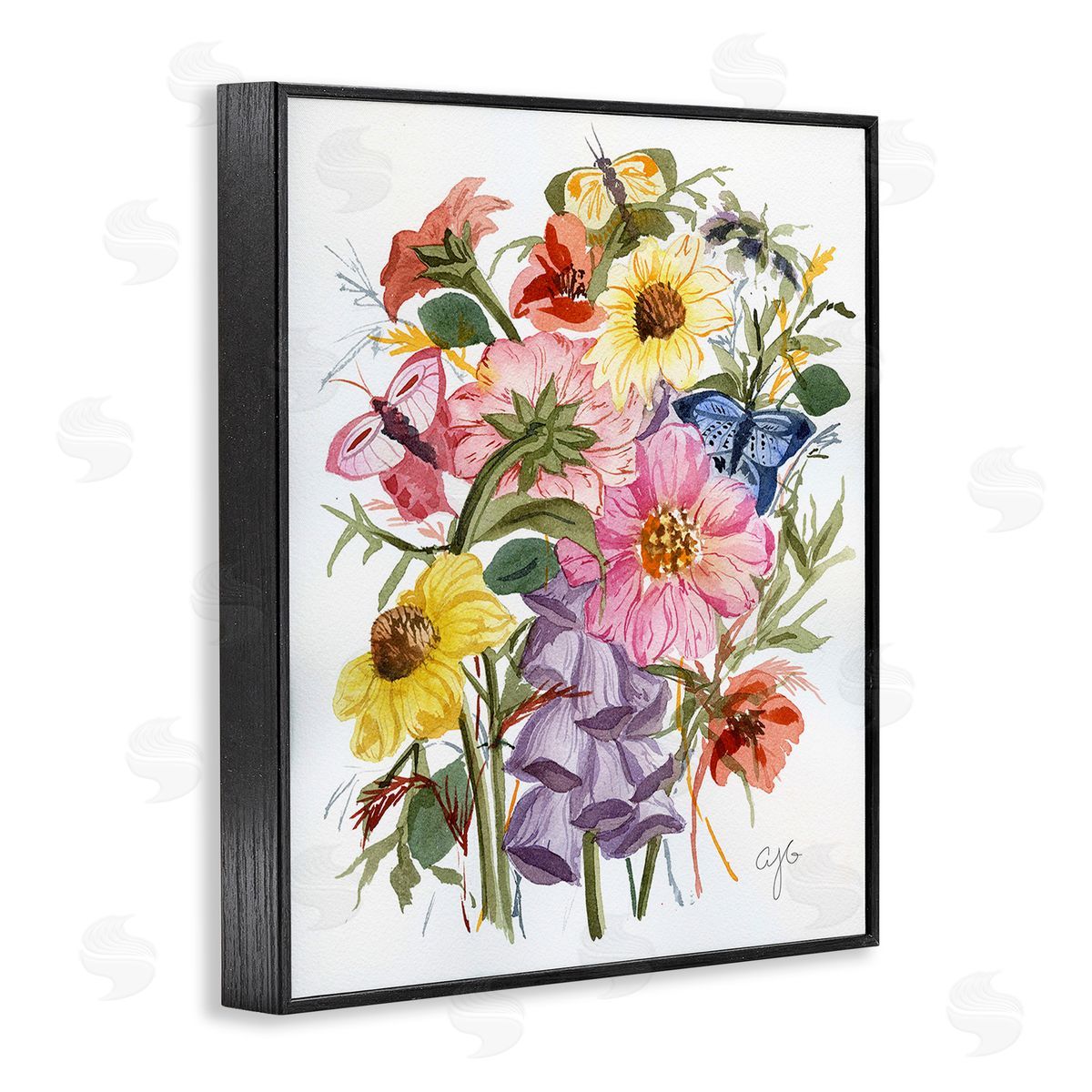Alexandria Gilbert Kincaid Varied Cottage Floral Bundle Black Framed Giclee Wall Art Print