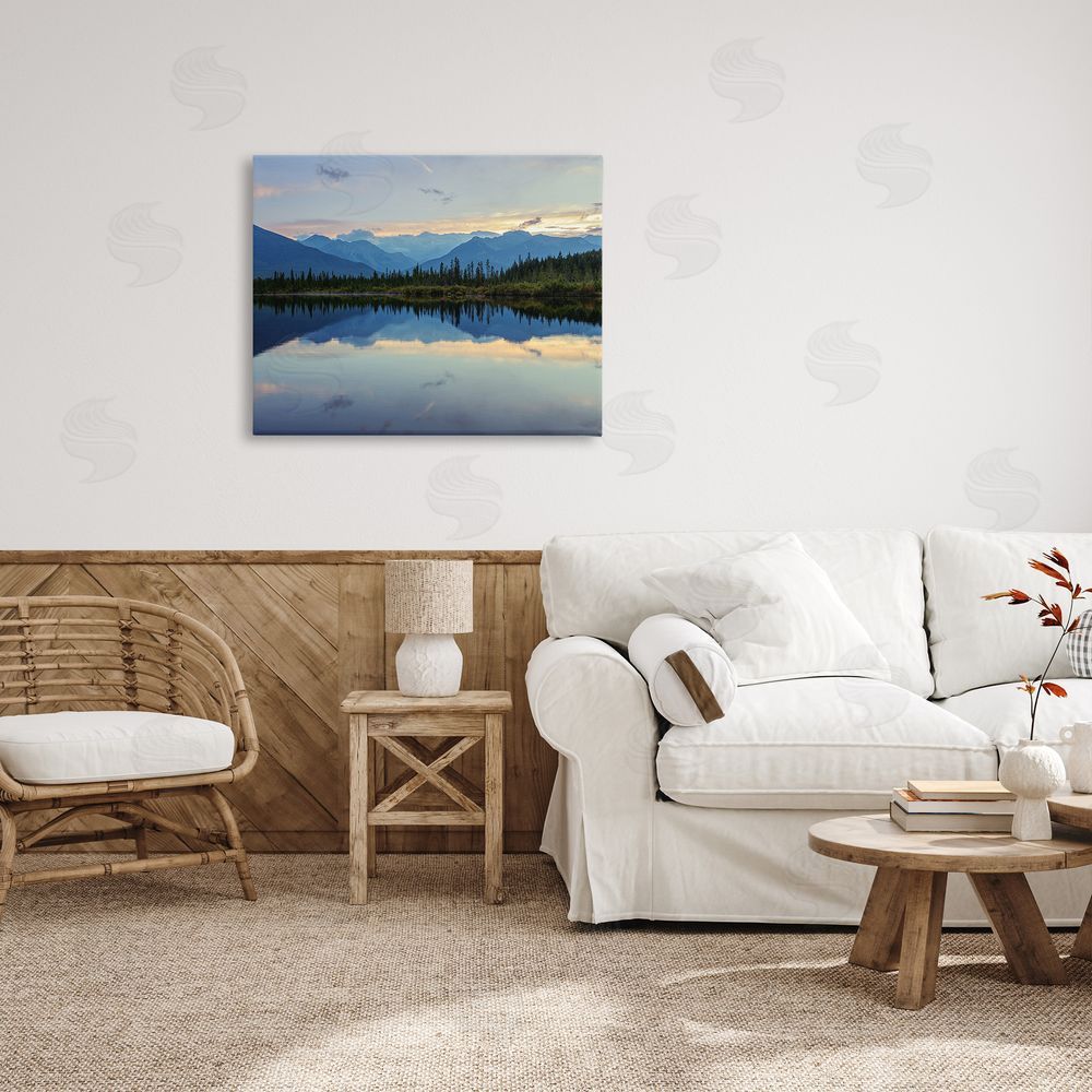 Margaret Clavell Mountain Clouds Reflection Canvas Wall Art Print in Room
