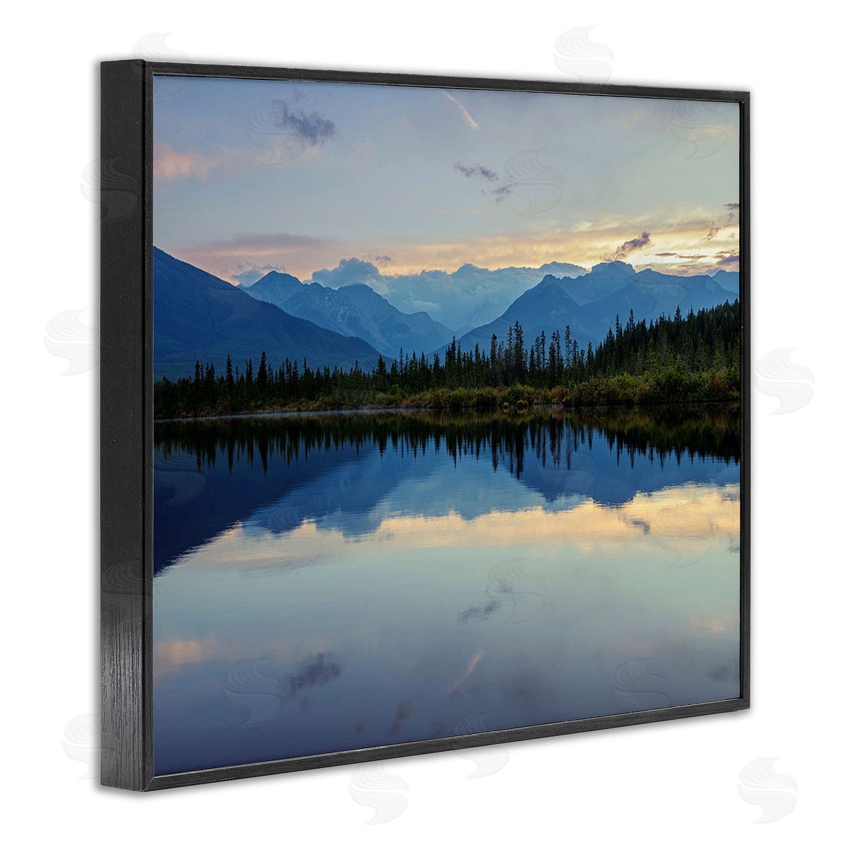 Margaret Clavell Mountain Clouds Reflection Black Framed Giclee Wall Art Print