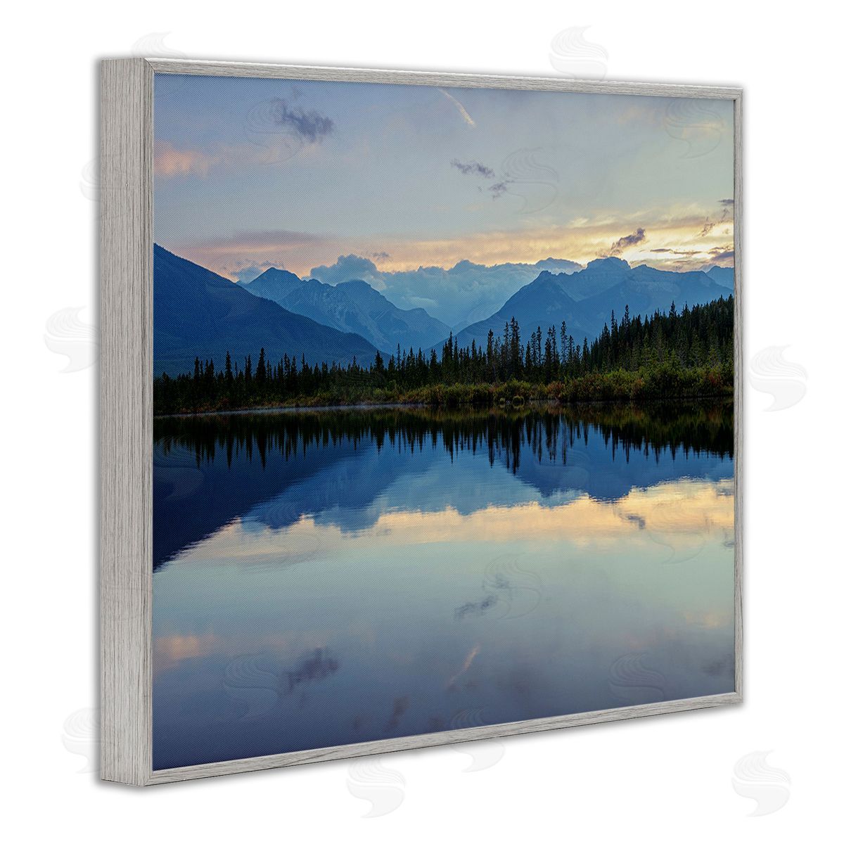 Margaret Clavell Mountain Clouds Reflection Gray Framed Giclee Wall Art Print