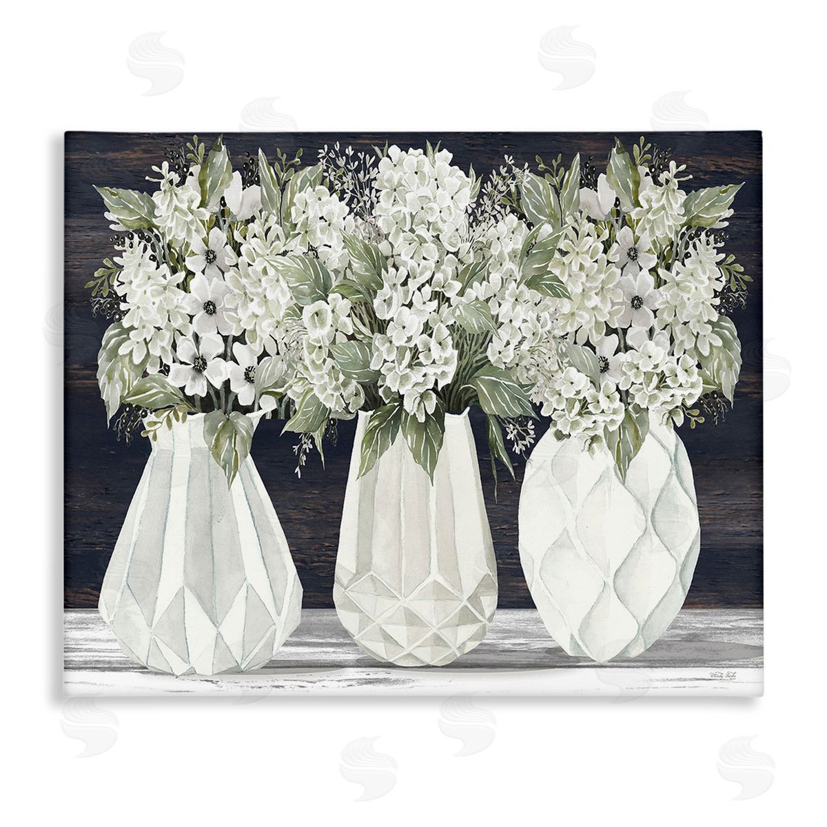Cindy Jacobs Flowers in Geometric Vases Canvas Wall Art Print