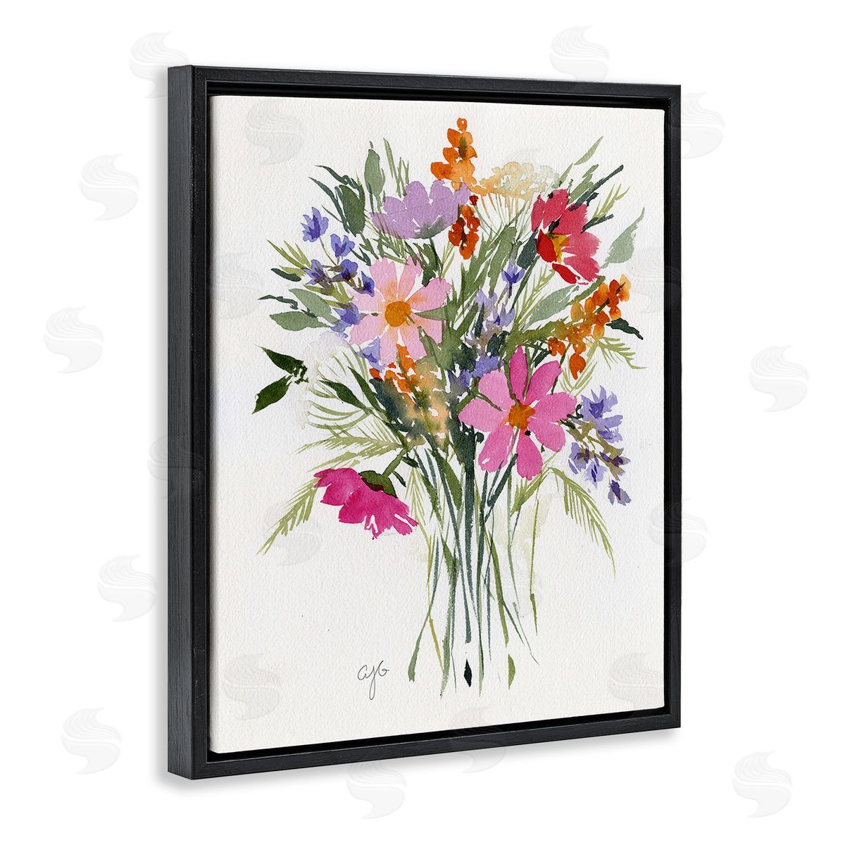 Alexandria Gilbert Kincaid Simple Mixed Bouquet Black Floating Frame Canvas Wall Art Print