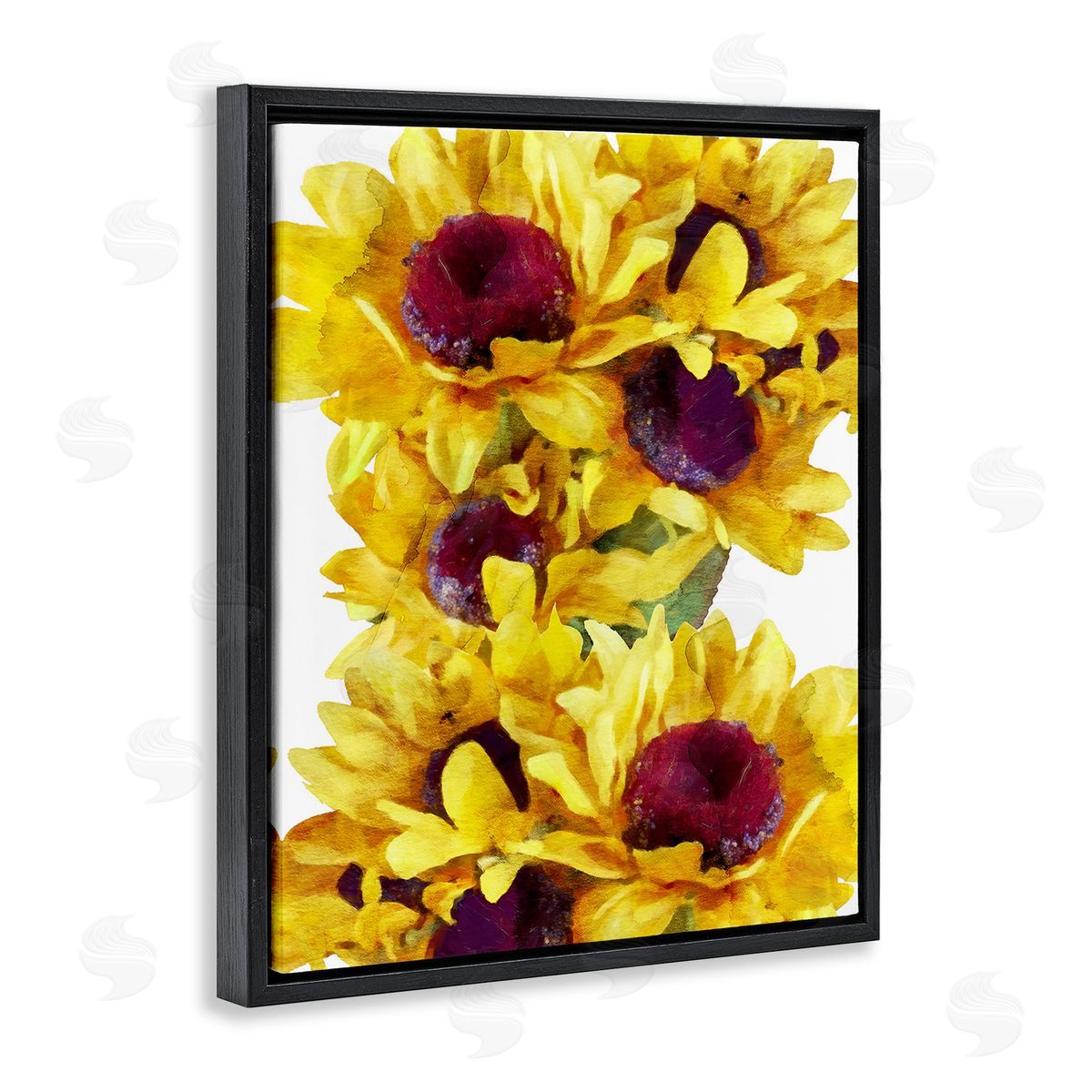 Chamira Young Overlapping Sunflower Blooms Black Floating Frame Canvas Wall Art Print