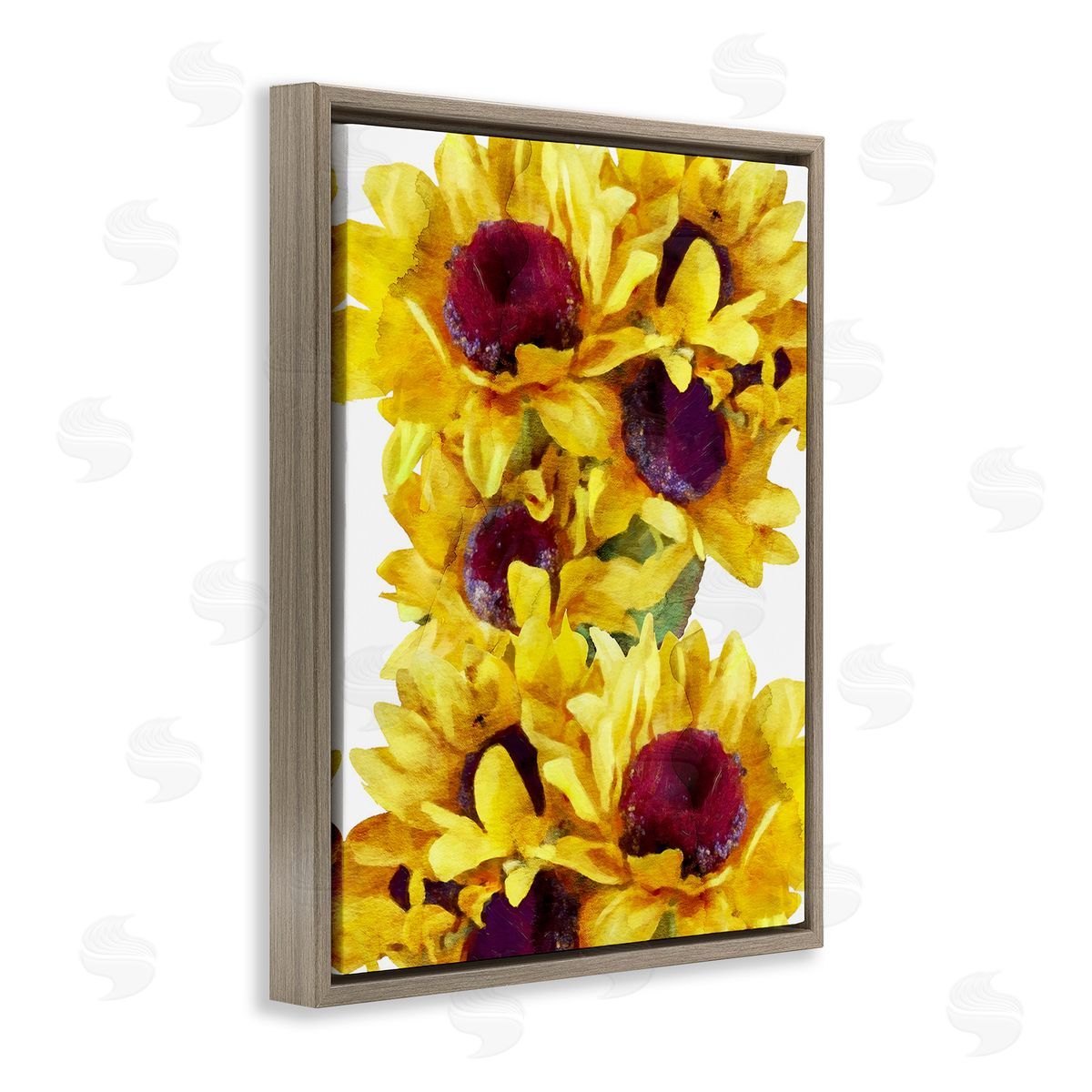 Chamira Young Overlapping Sunflower Blooms Brown Floating Frame Canvas Wall Art Print