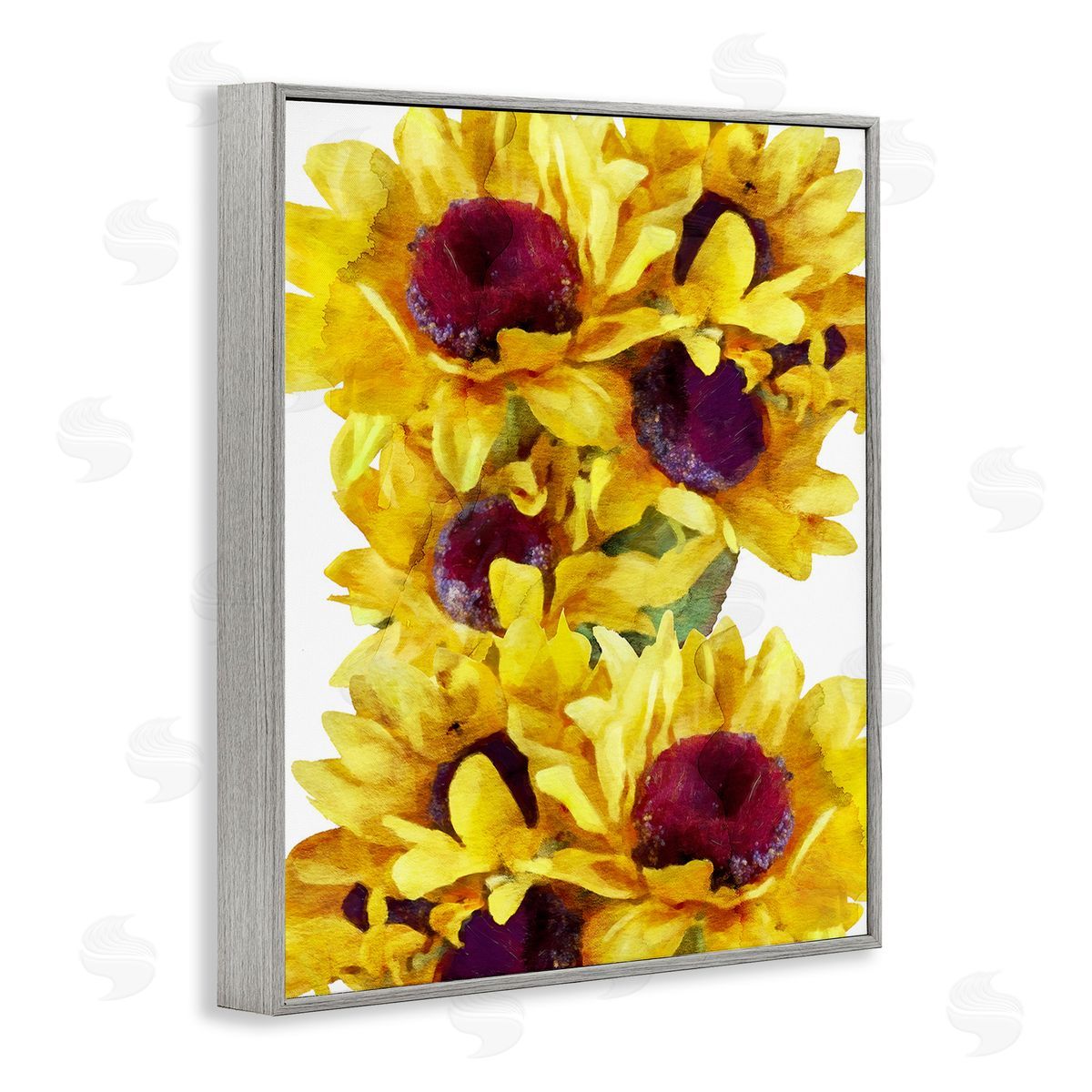 Chamira Young Overlapping Sunflower Blooms Gray Framed Giclee Wall Art Print