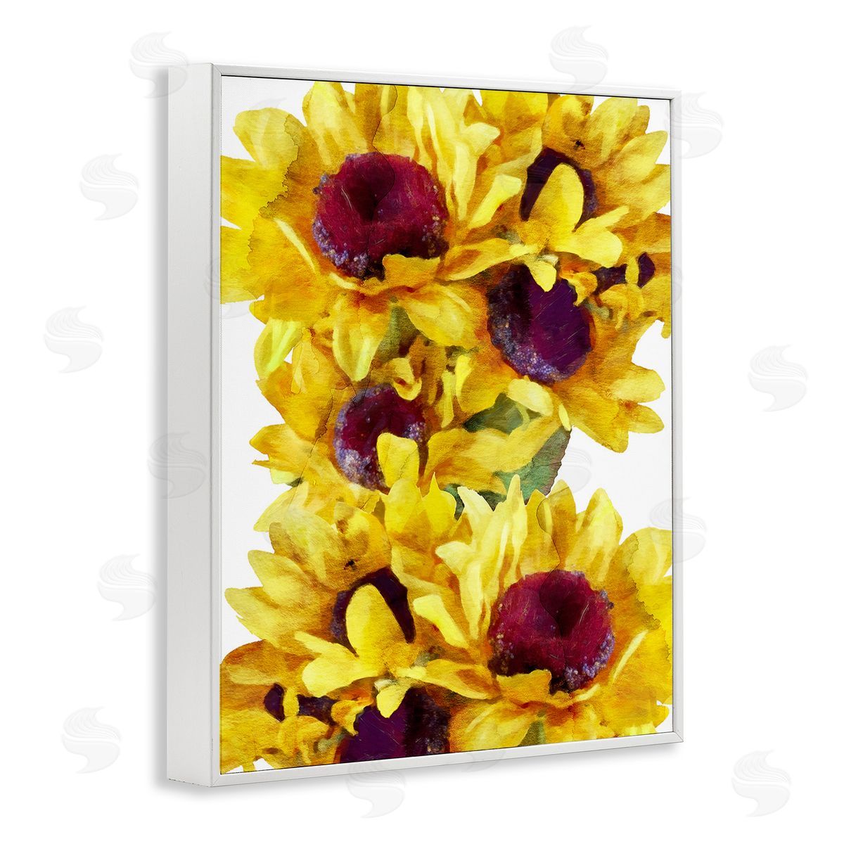 Chamira Young Overlapping Sunflower Blooms White Framed Giclee Wall Art Print