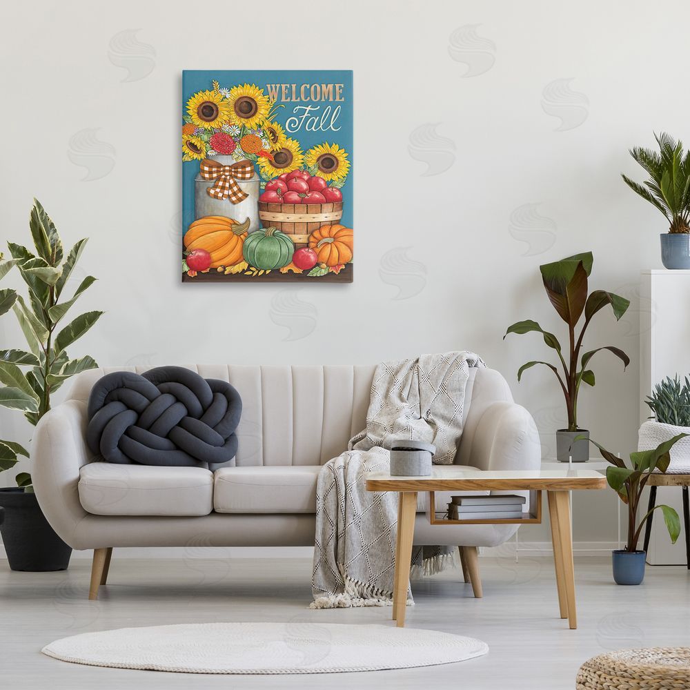 Deb Strain Welcome Fall Harvest Canvas Wall Art Print in Room
