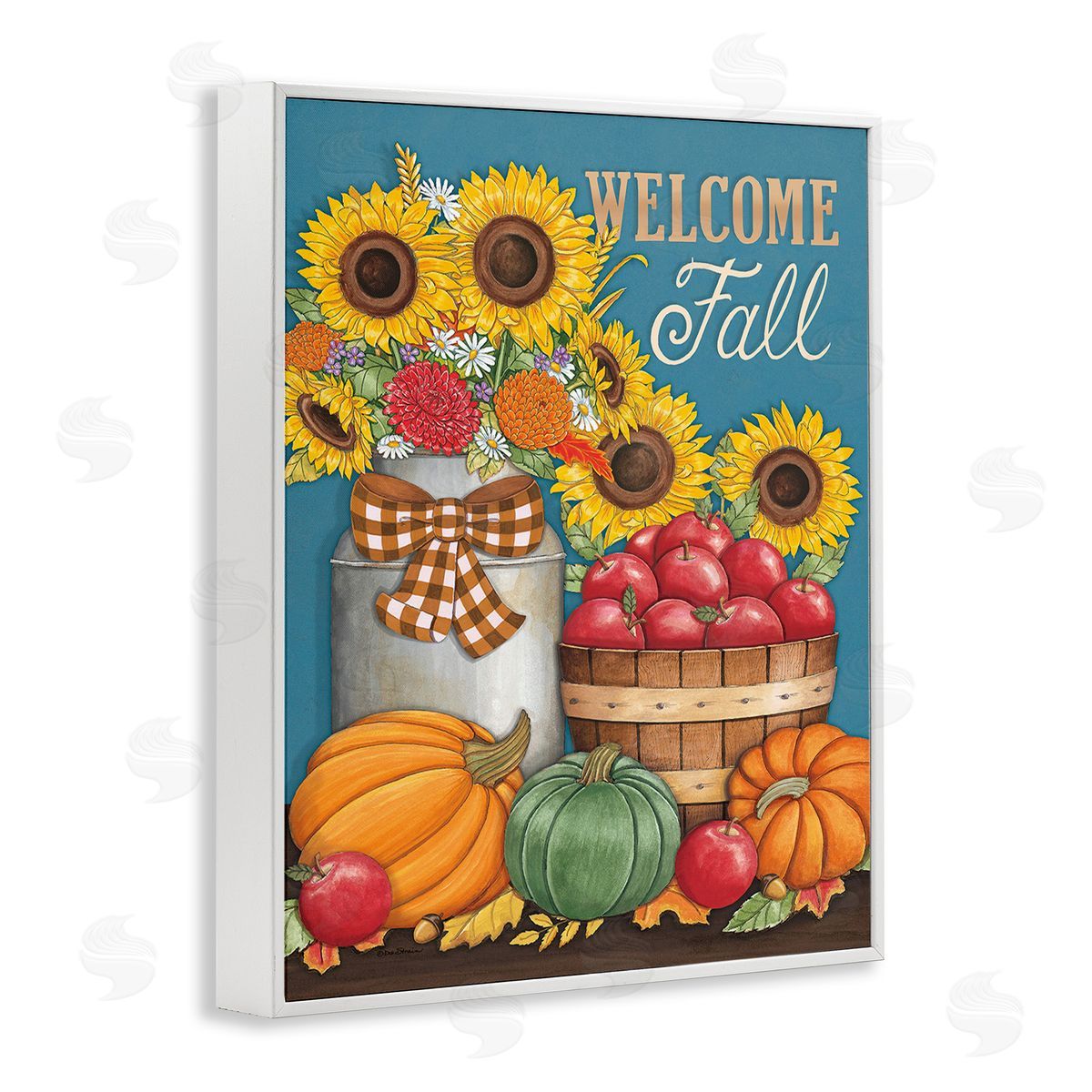 Deb Strain Welcome Fall Harvest White Framed Giclee Wall Art Print