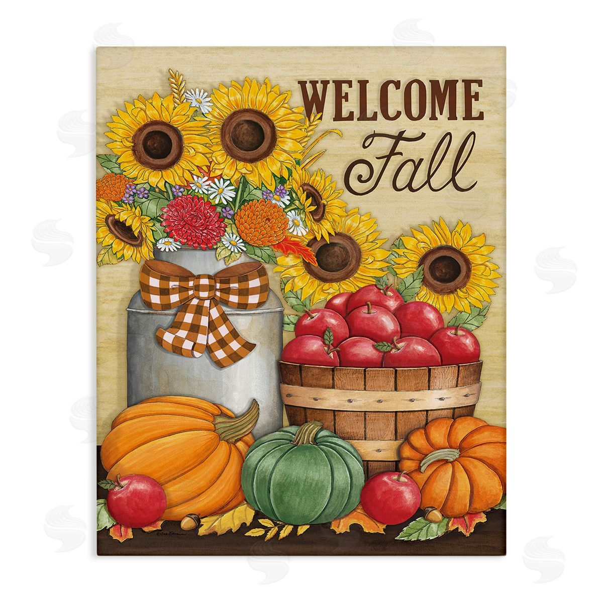 Deb Strain Fall Harvest Welcome Phrase Canvas Wall Art Print