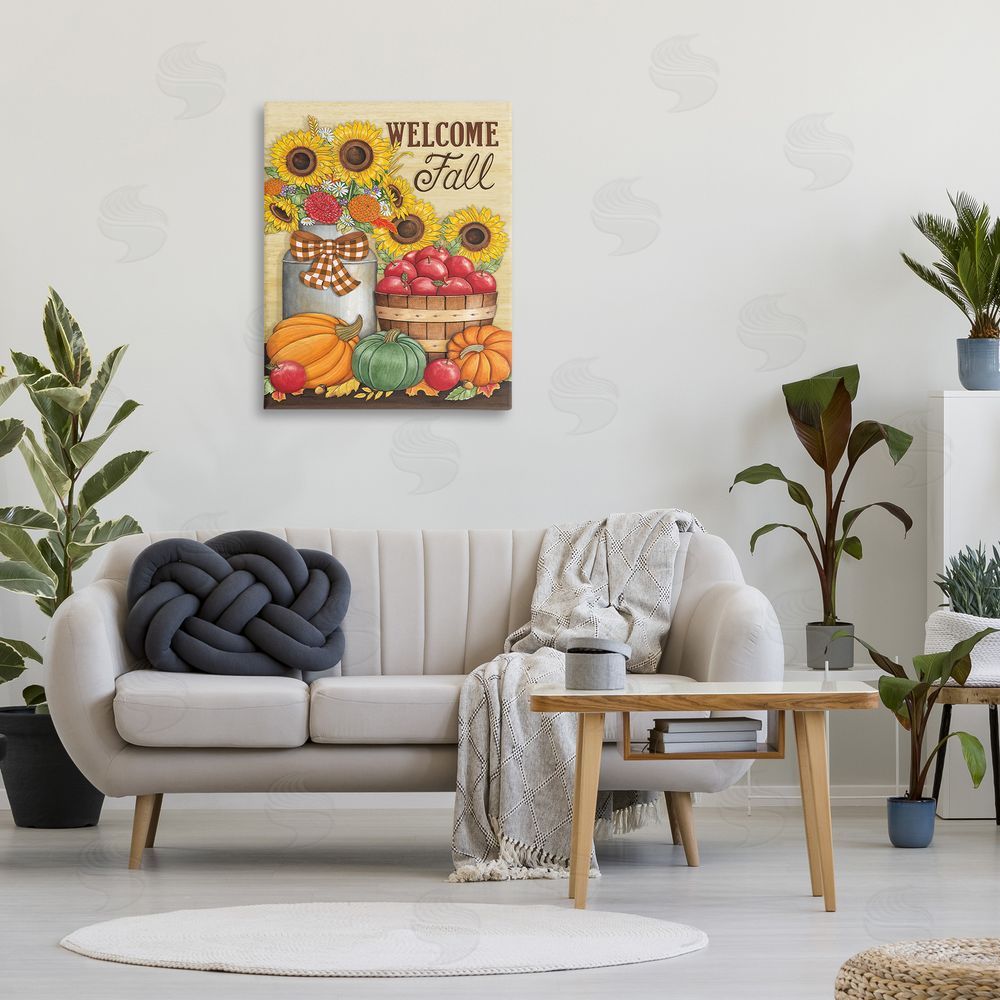 Deb Strain Fall Harvest Welcome Phrase Canvas Wall Art Print in Room
