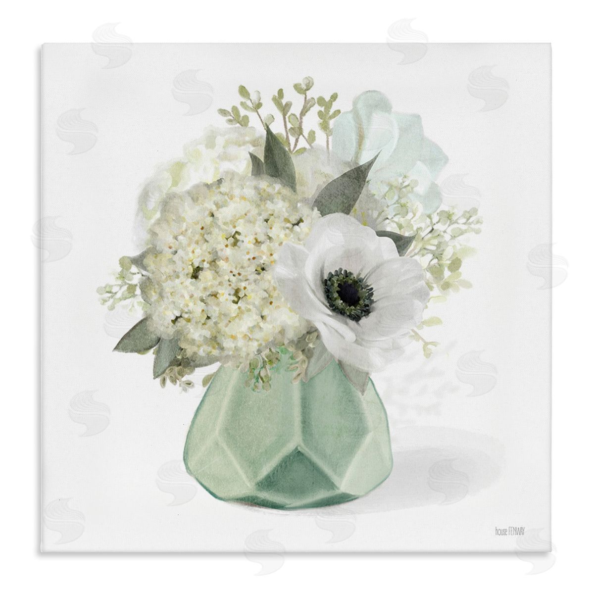 House Fenway Bouquet in Geometric Vase Canvas Wall Art Print