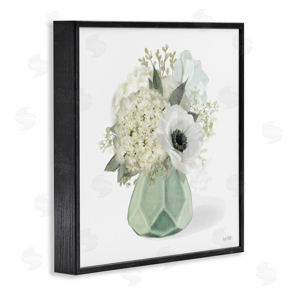 House Fenway Bouquet in Geometric Vase Black Framed Giclee Wall Art Print