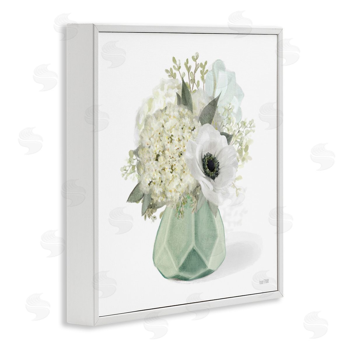 House Fenway Bouquet in Geometric Vase White Framed Giclee Wall Art Print