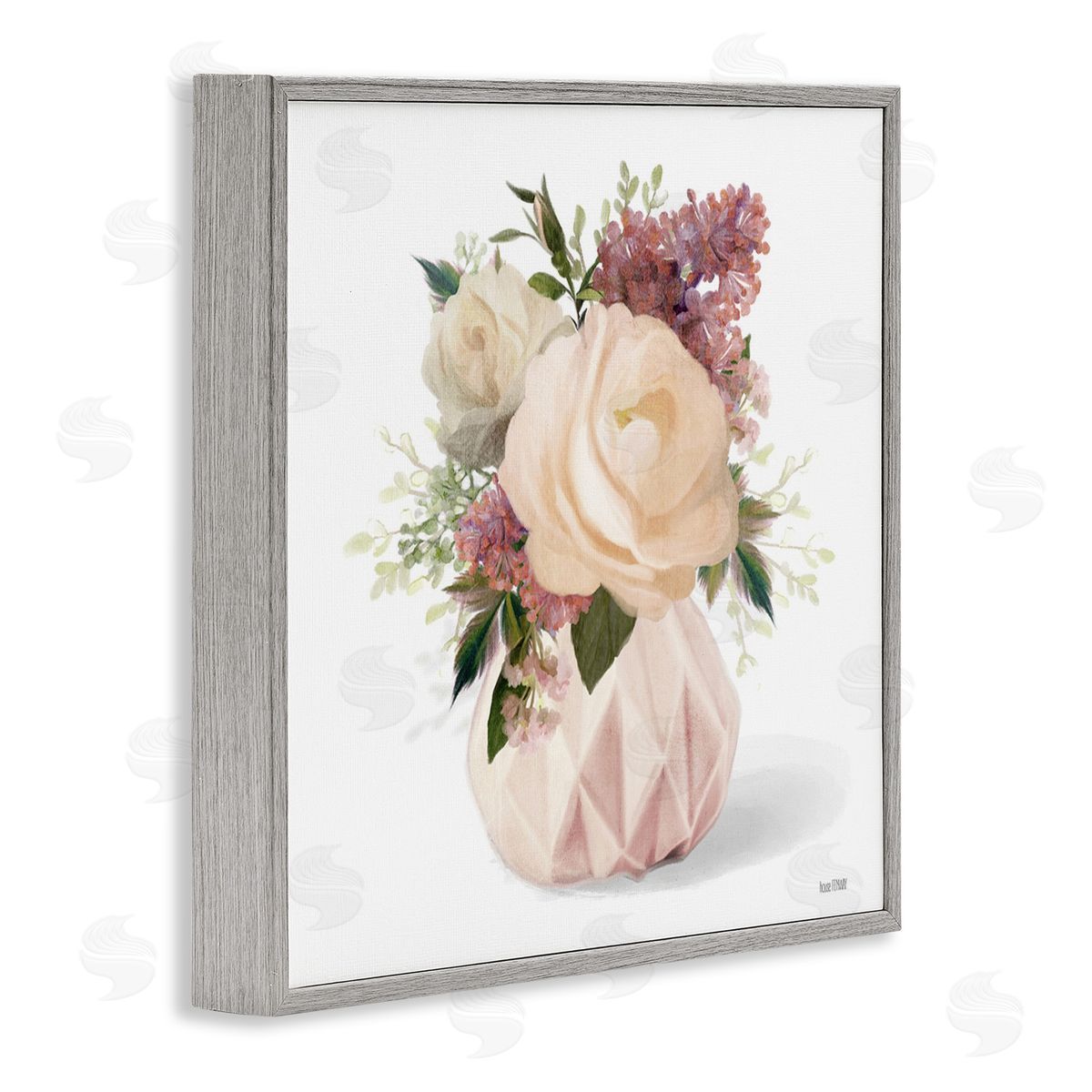 House Fenway Blush Pink Bouquet Gray Framed Giclee Wall Art Print