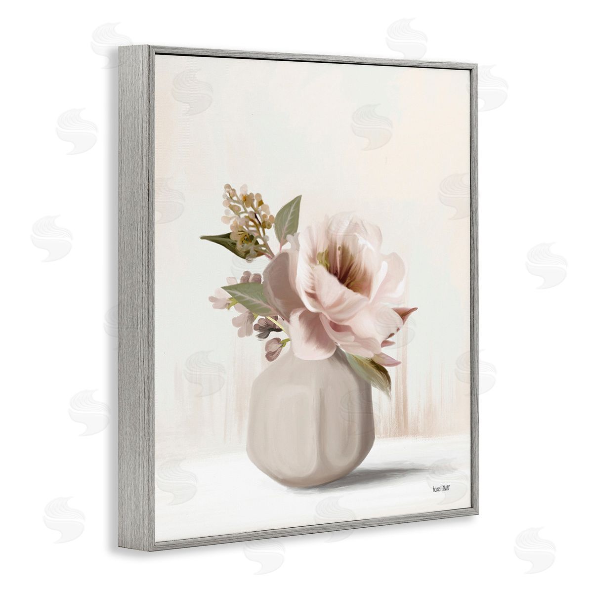 House Fenway Chic Bouquet in Vase Gray Framed Giclee Wall Art Print