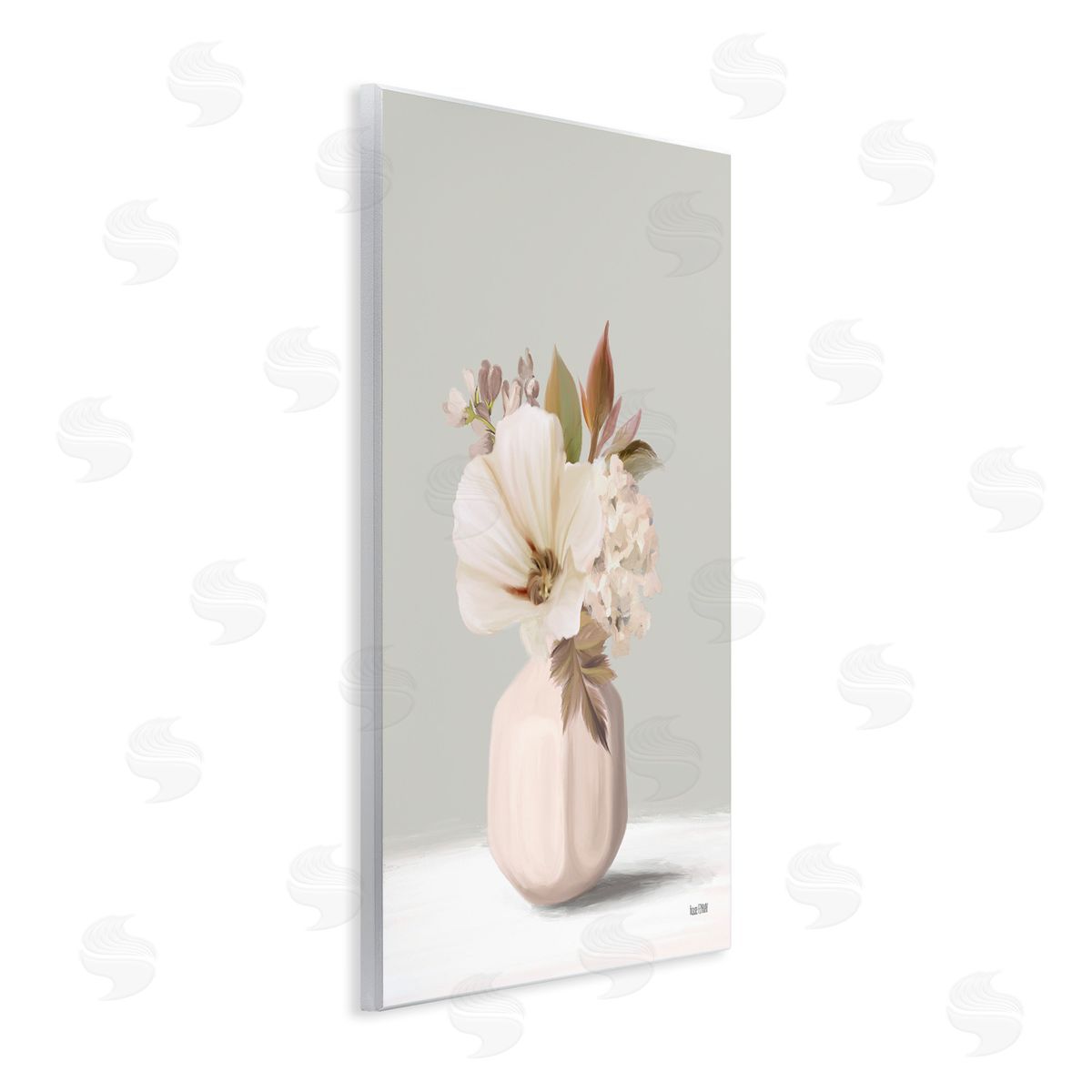 House Fenway Delicate Blooms in Vase Wooden Wall Plaque Art Print