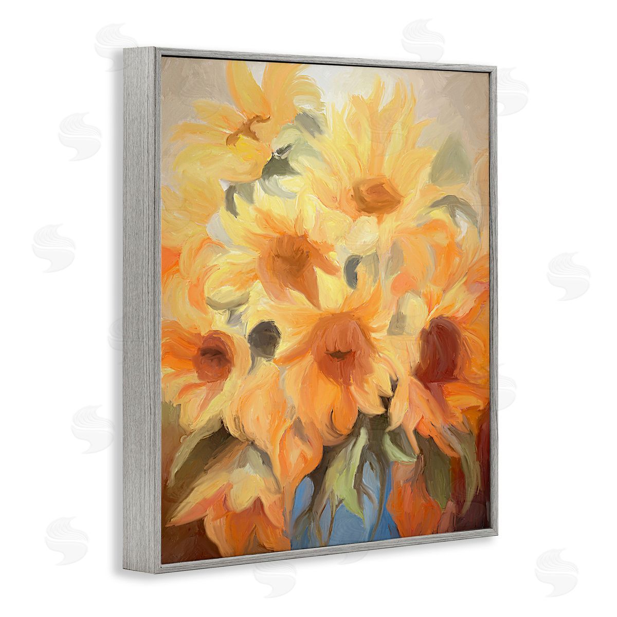 Ramona Murdock Traditional Yellow Blooms Gray Framed Giclee Wall Art Print