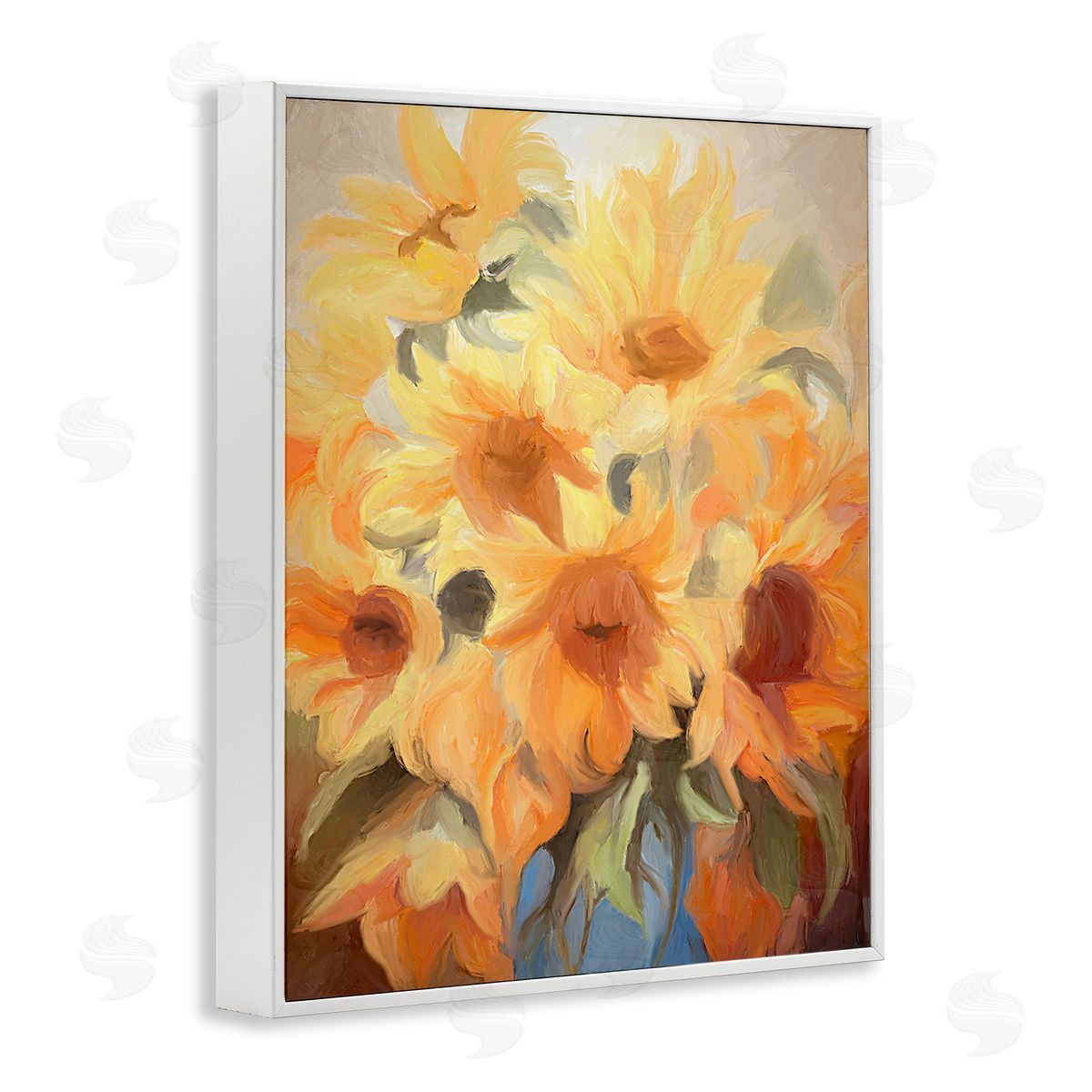 Ramona Murdock Traditional Yellow Blooms White Framed Giclee Wall Art Print