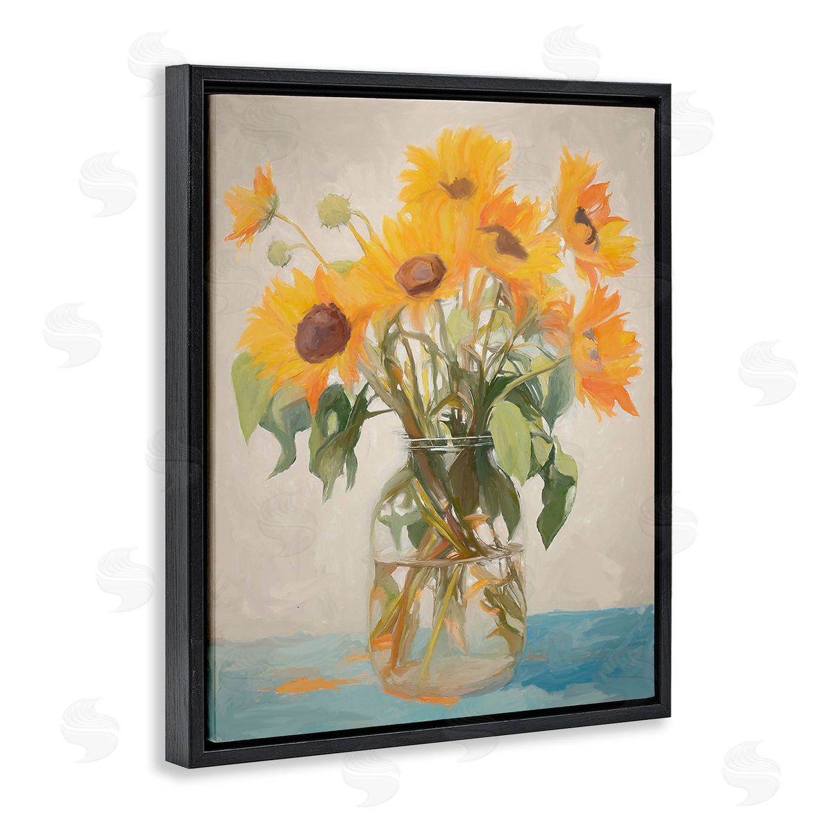 Ramona Murdock Classic Sunflower Bouquet Black Floating Frame Canvas Wall Art Print