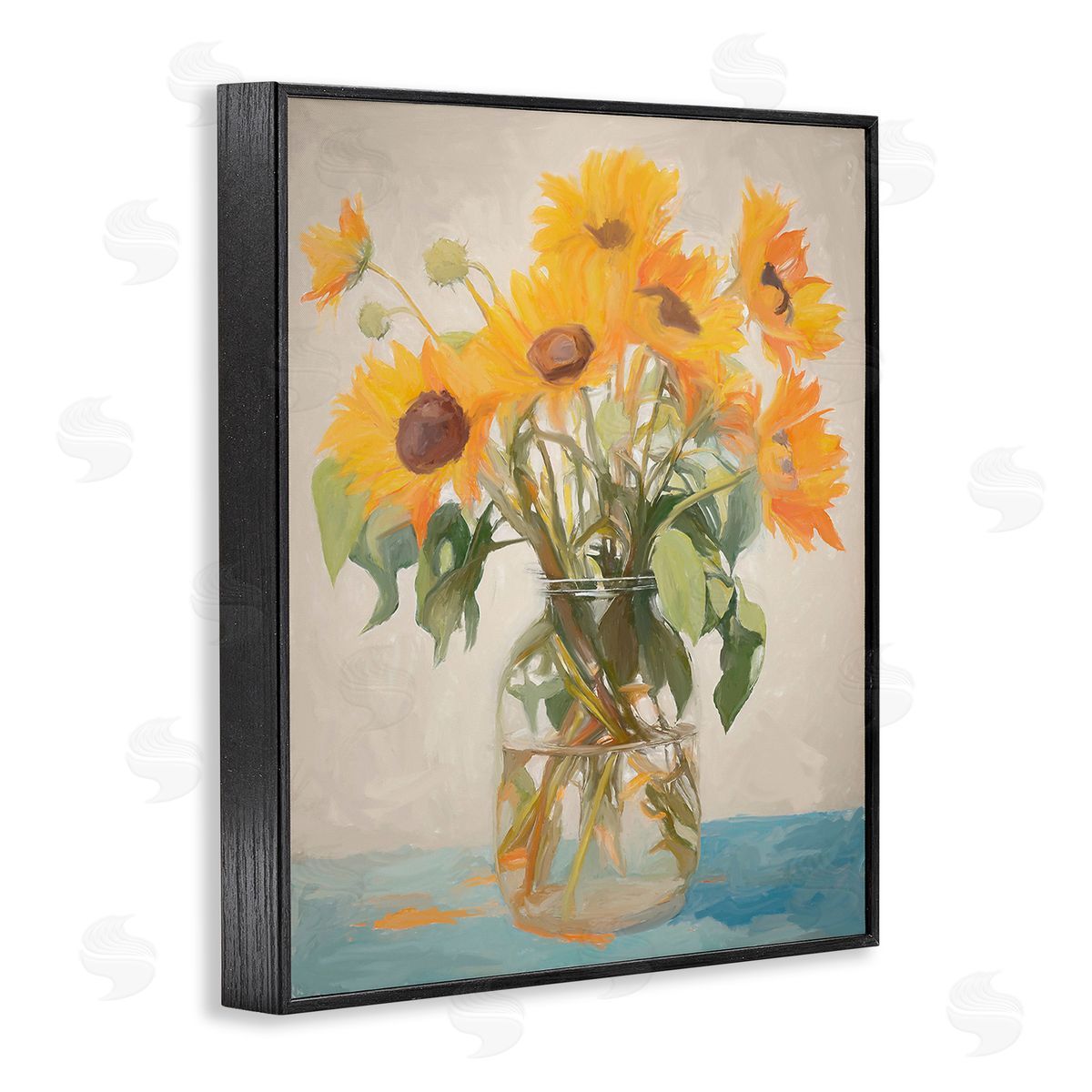 Ramona Murdock Classic Sunflower Bouquet Black Framed Giclee Wall Art Print