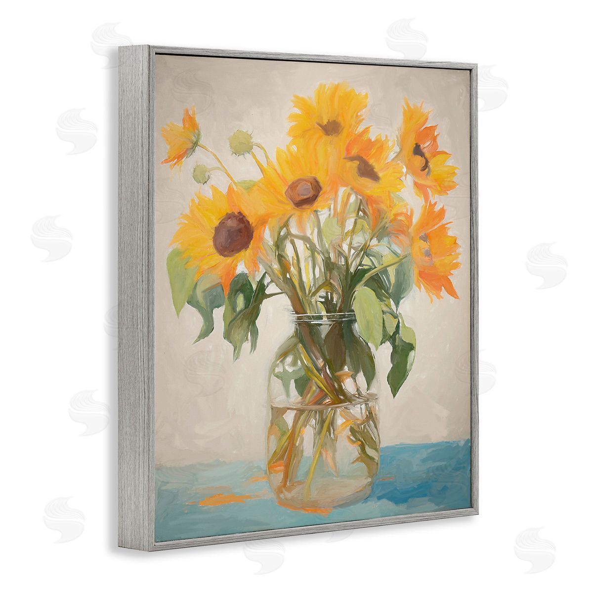 Ramona Murdock Classic Sunflower Bouquet Gray Framed Giclee Wall Art Print