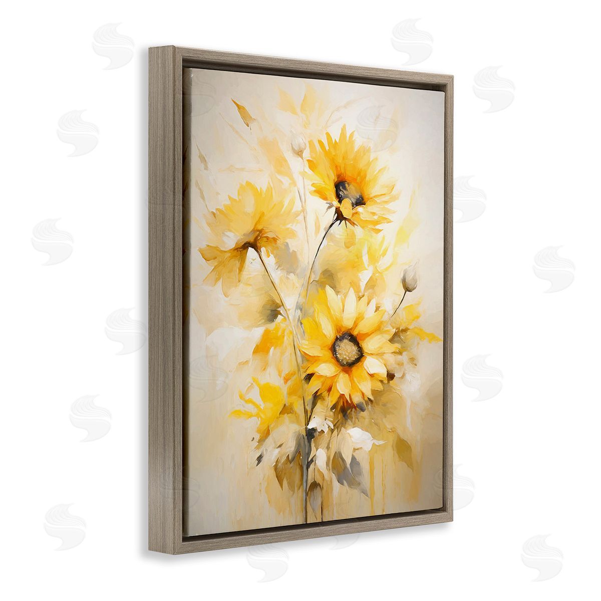 Ramona Murdock Mellow Yellow Bunches Brown Floating Frame Canvas Wall Art Print