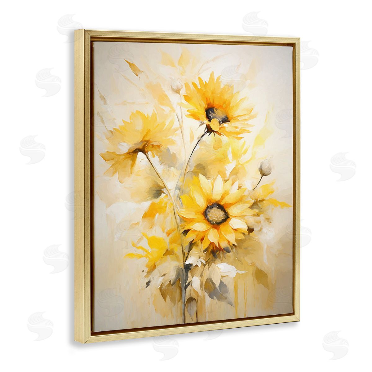 Ramona Murdock Mellow Yellow Bunches Gold Floating Frame Canvas Wall Art Print
