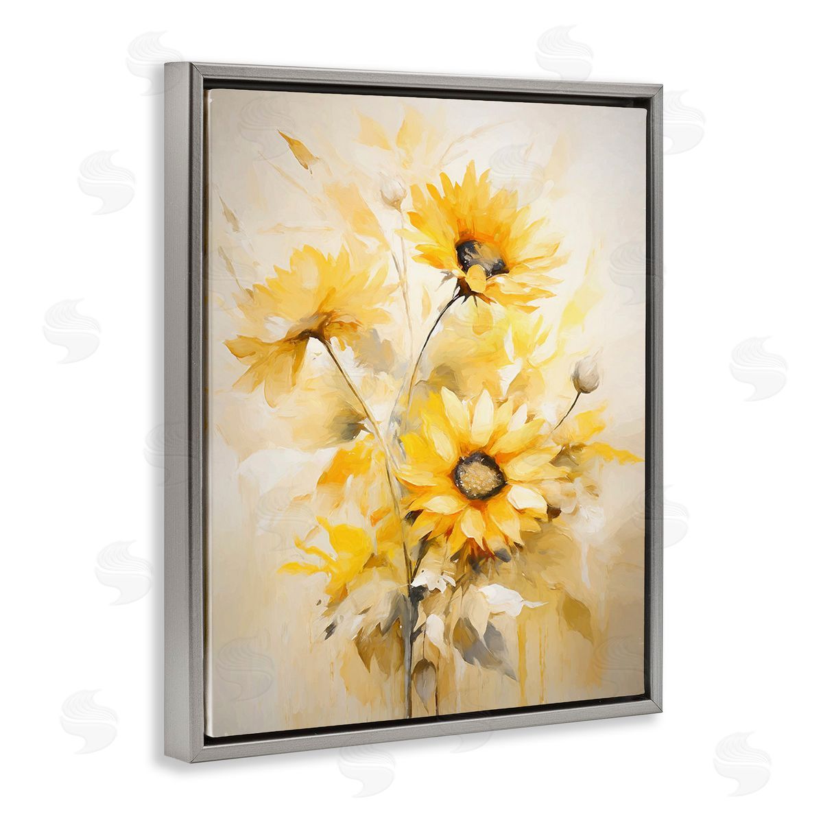 Ramona Murdock Mellow Yellow Bunches Gray Floating Frame Canvas Wall Art Print