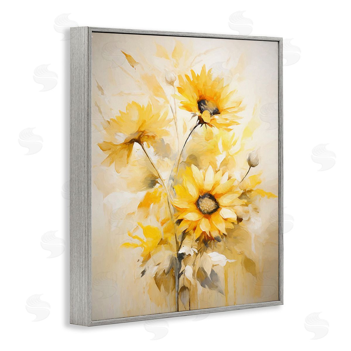 Ramona Murdock Mellow Yellow Bunches Gray Framed Giclee Wall Art Print