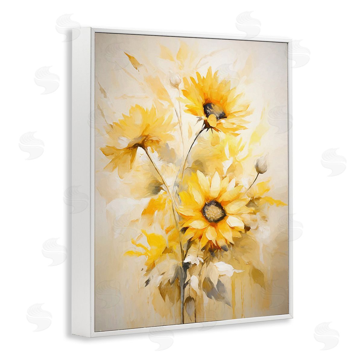 Ramona Murdock Mellow Yellow Bunches White Framed Giclee Wall Art Print