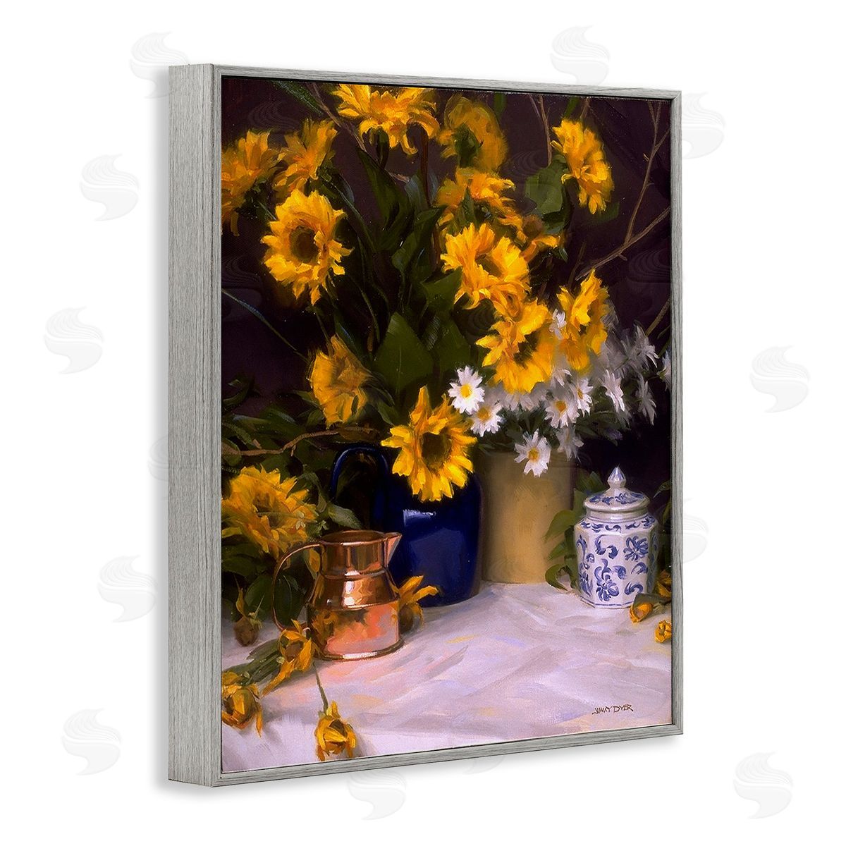 Jimmy Dyer Classic Floral Still Life Gray Framed Giclee Wall Art Print