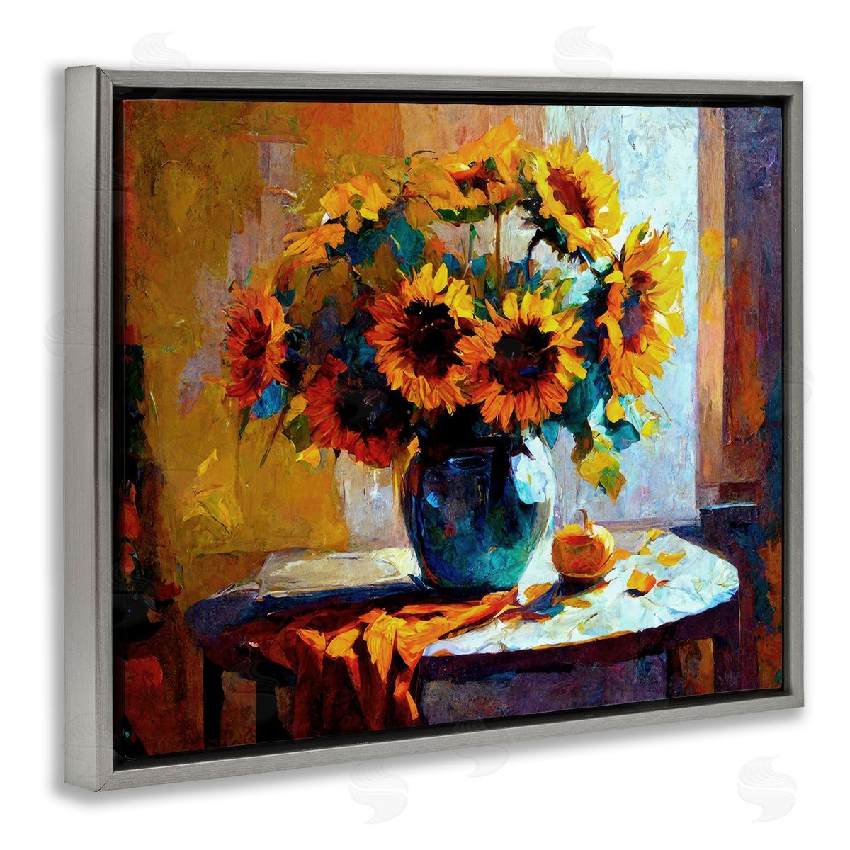 Gina Kelly Bouquet Still Life Painting Gray Floating Frame Canvas Wall Art Print