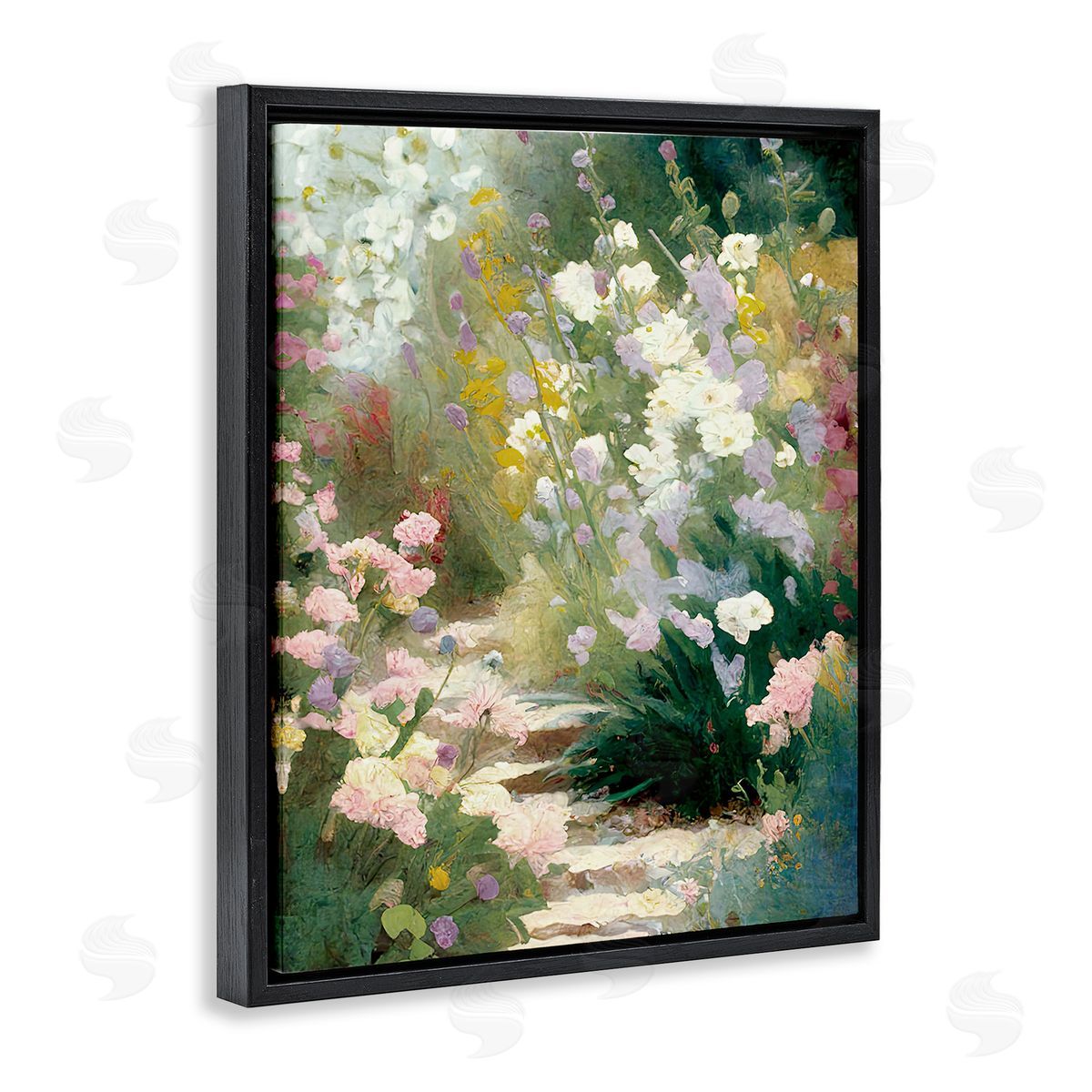 Gina Kelly Garden Flower Path Black Floating Frame Canvas Wall Art Print