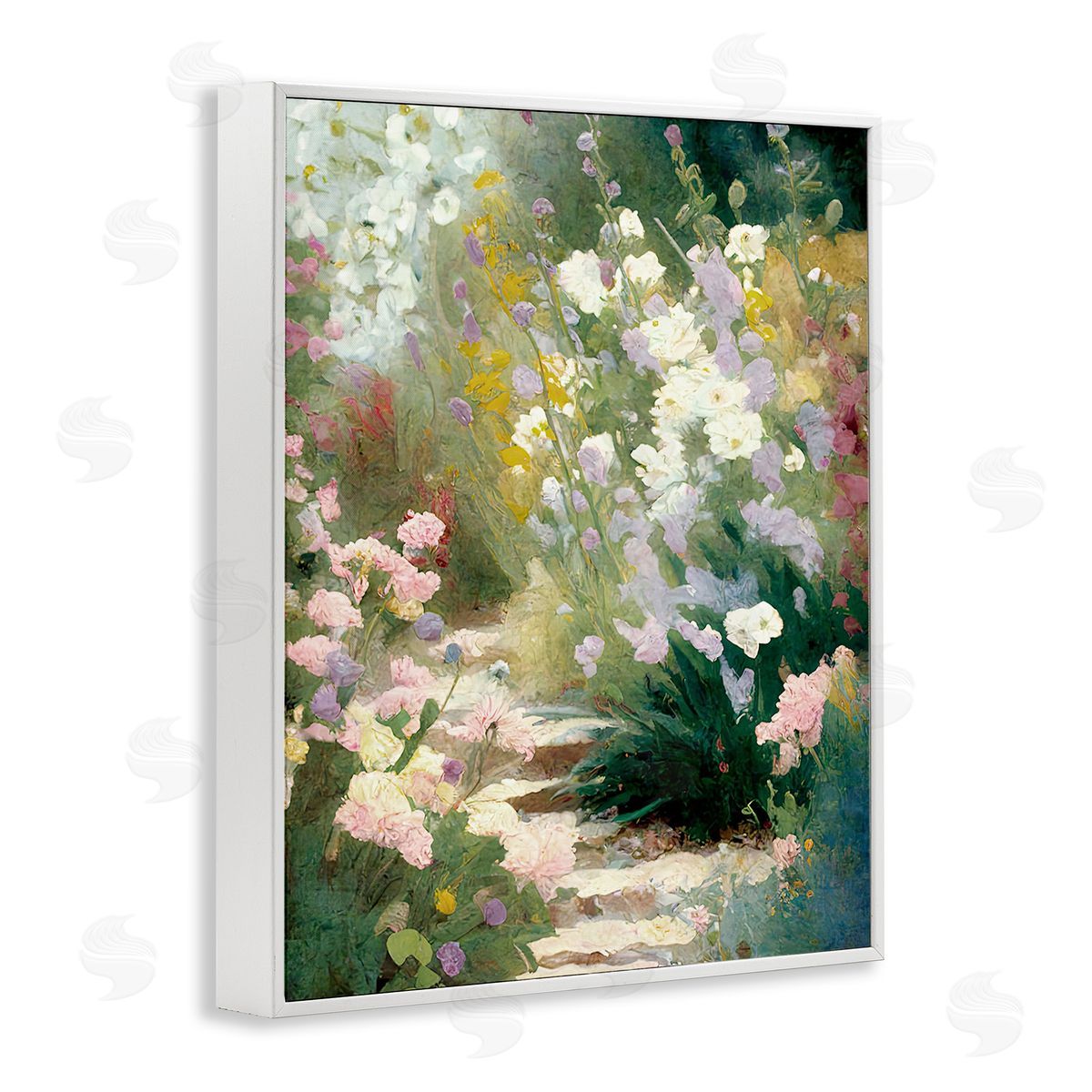 Gina Kelly Garden Flower Path White Framed Giclee Wall Art Print