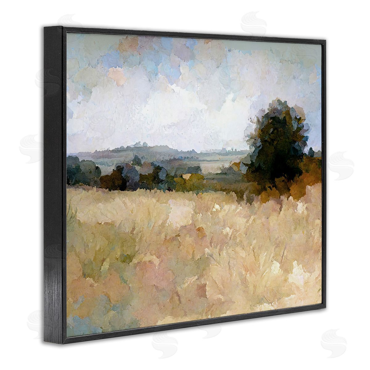Gina Kelly Beige Rural Field Black Framed Giclee Wall Art Print