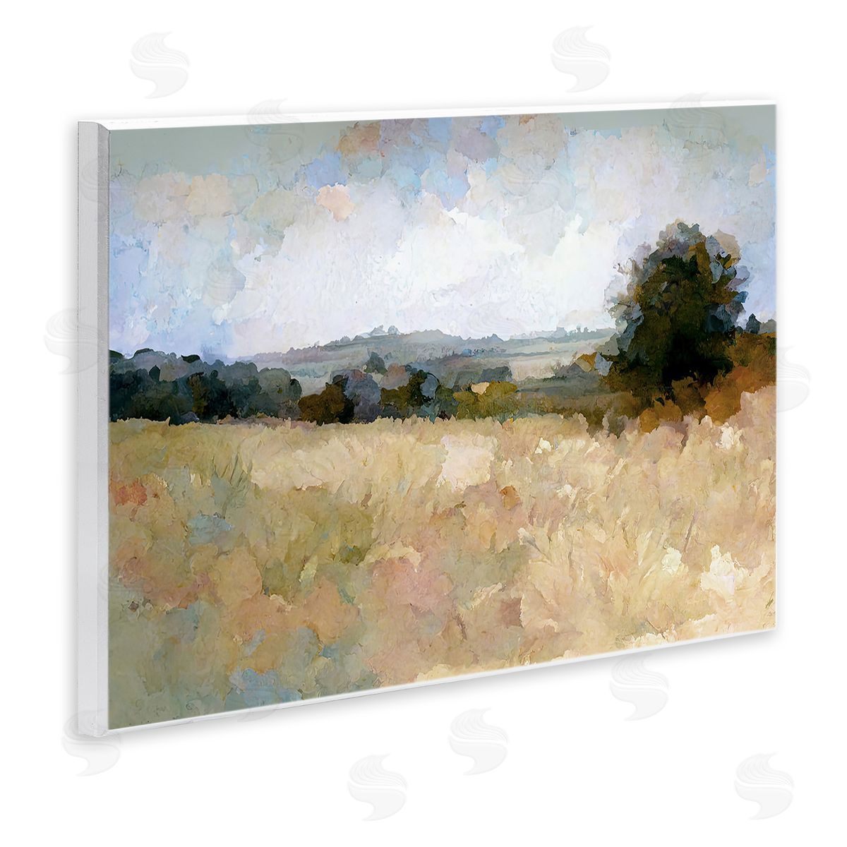 Gina Kelly Beige Rural Field Wooden Wall Plaque Art Print