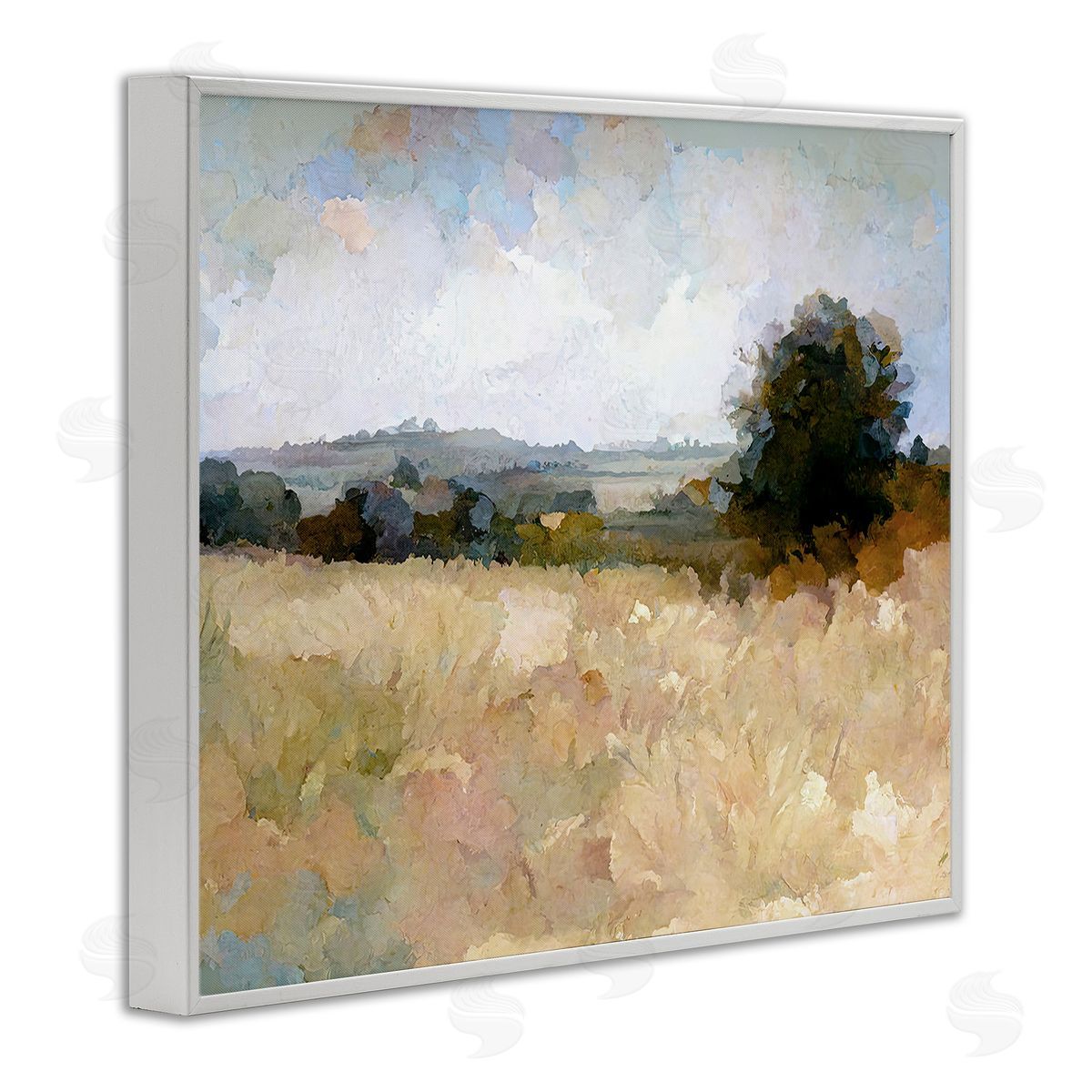Gina Kelly Beige Rural Field White Framed Giclee Wall Art Print