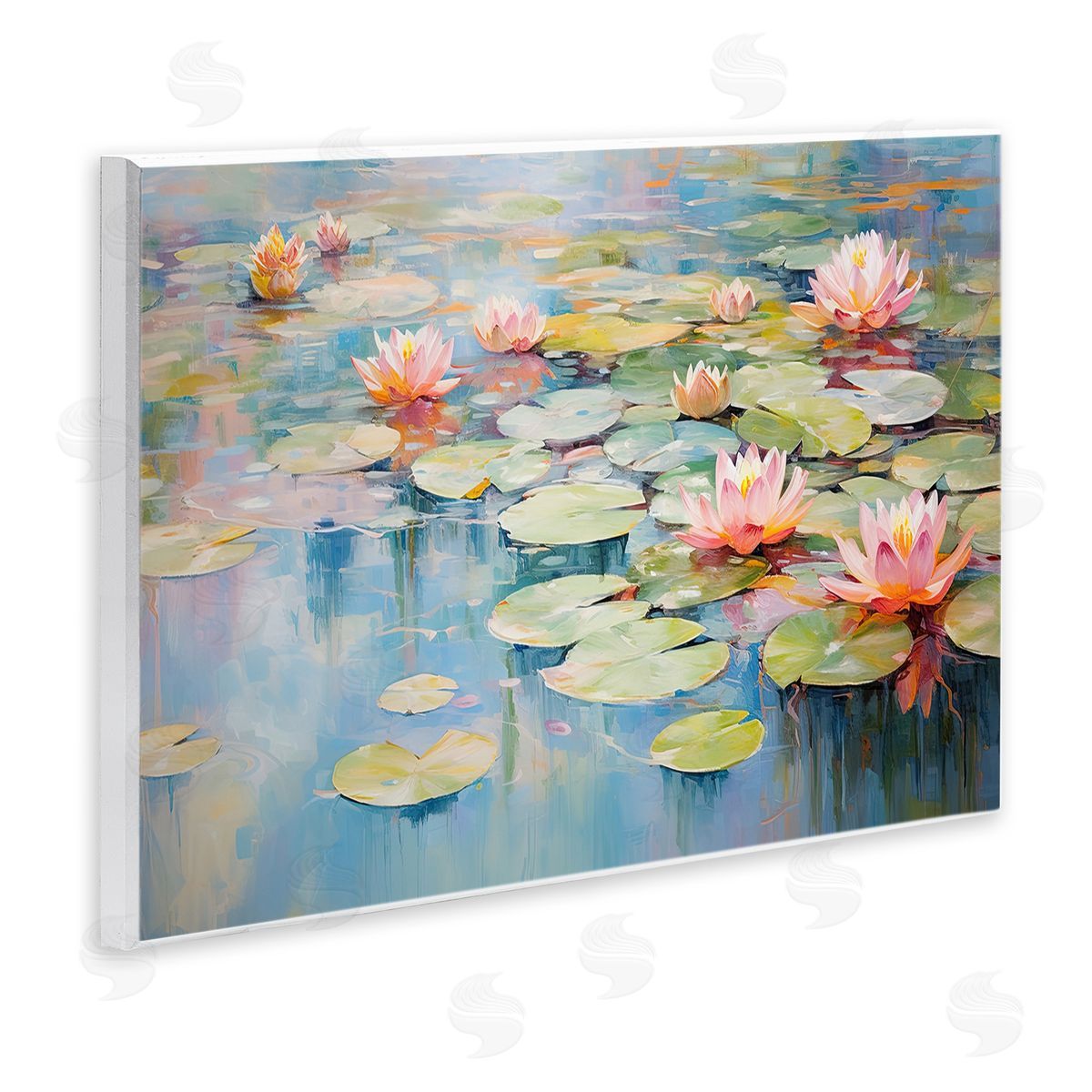 Gina Kelly Modern Lily Pad Painting Wooden Wall Plaque Art Print