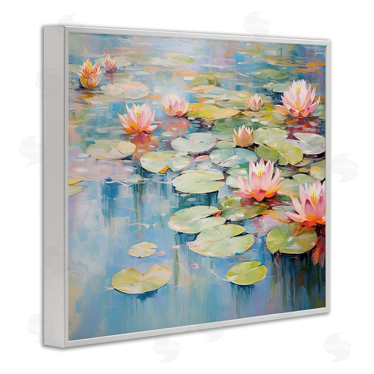 Gina Kelly Modern Lily Pad Painting White Framed Giclee Wall Art Print