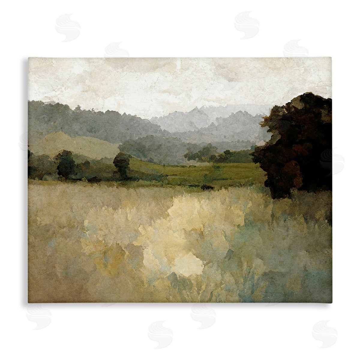 Gina Kelly Green Impressionist Scenery Canvas Wall Art Print