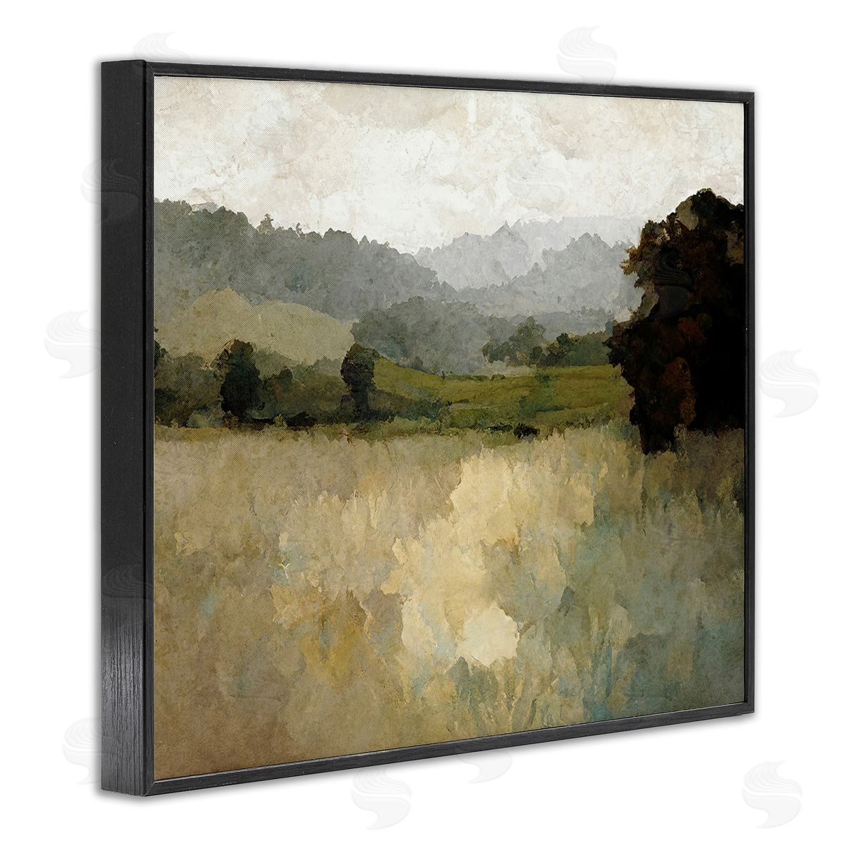 Gina Kelly Green Impressionist Scenery Black Framed Giclee Wall Art Print