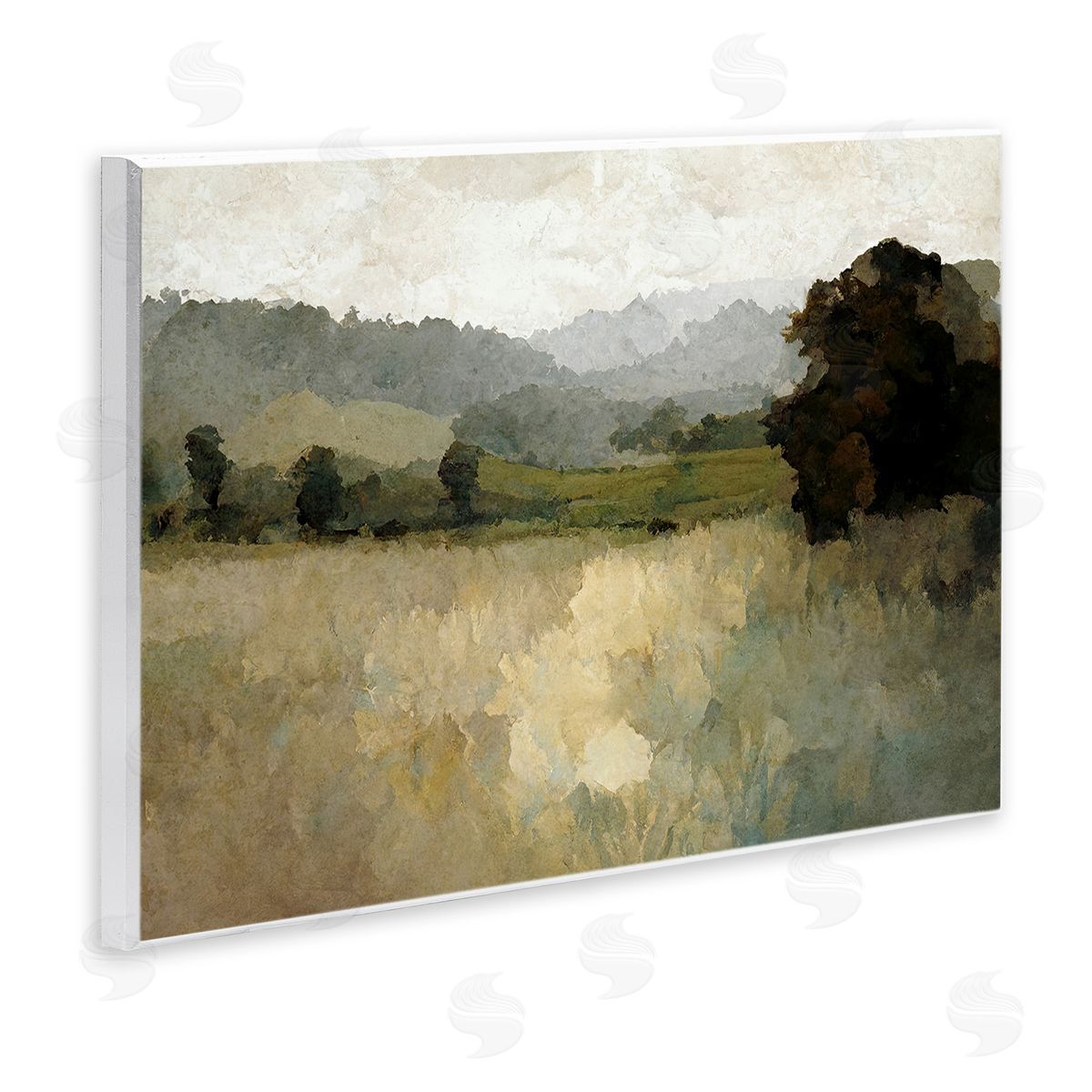 Gina Kelly Green Impressionist Scenery Wooden Wall Plaque Art Print