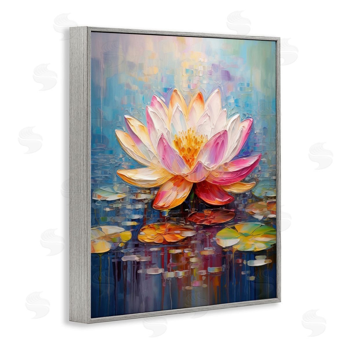 Gina Kelly Modern Lotus Bloom Gray Framed Giclee Wall Art Print