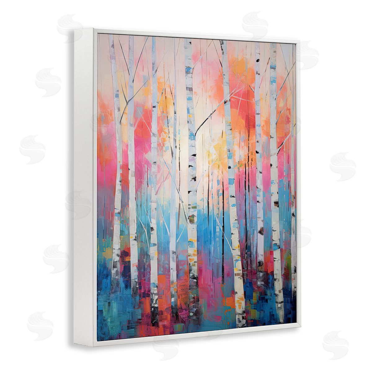 Gina Kelly Modern Hue Birch Forest White Framed Giclee Wall Art Print