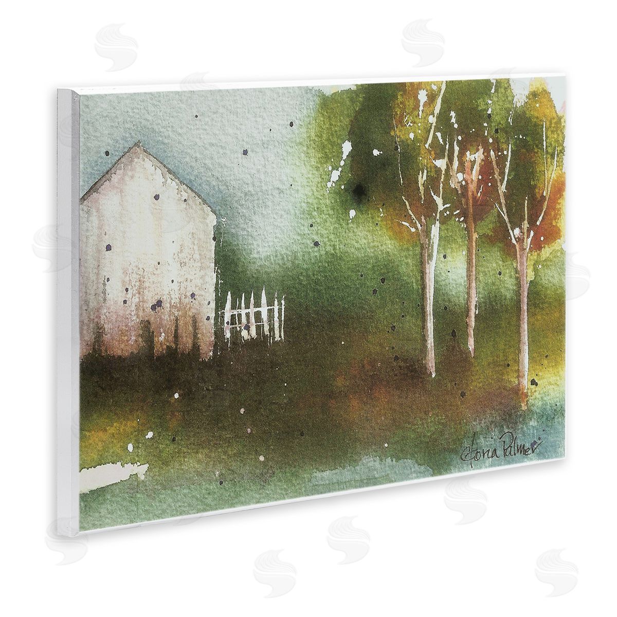 Gloria Palmer Farm Nature Watercolor Wooden Wall Plaque Art Print