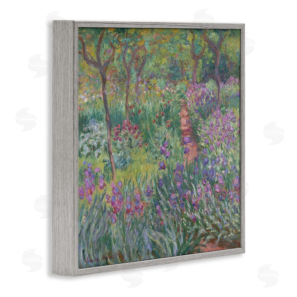 Graffitee Studios Lavender Garden Path Gray Framed Giclee Wall Art Print