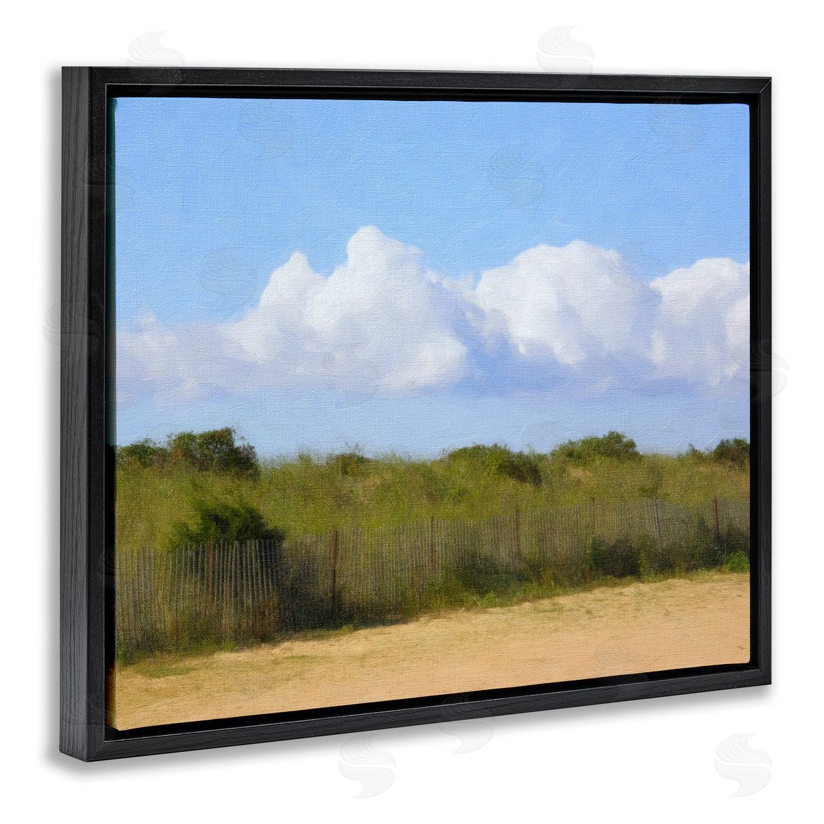 Graffitee Studios Vast Pasture with Clouds Black Floating Frame Canvas Wall Art Print