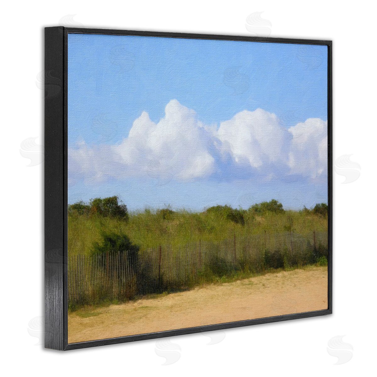 Graffitee Studios Vast Pasture with Clouds Black Framed Giclee Wall Art Print