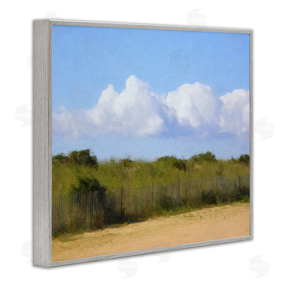 Graffitee Studios Vast Pasture with Clouds Gray Framed Giclee Wall Art Print